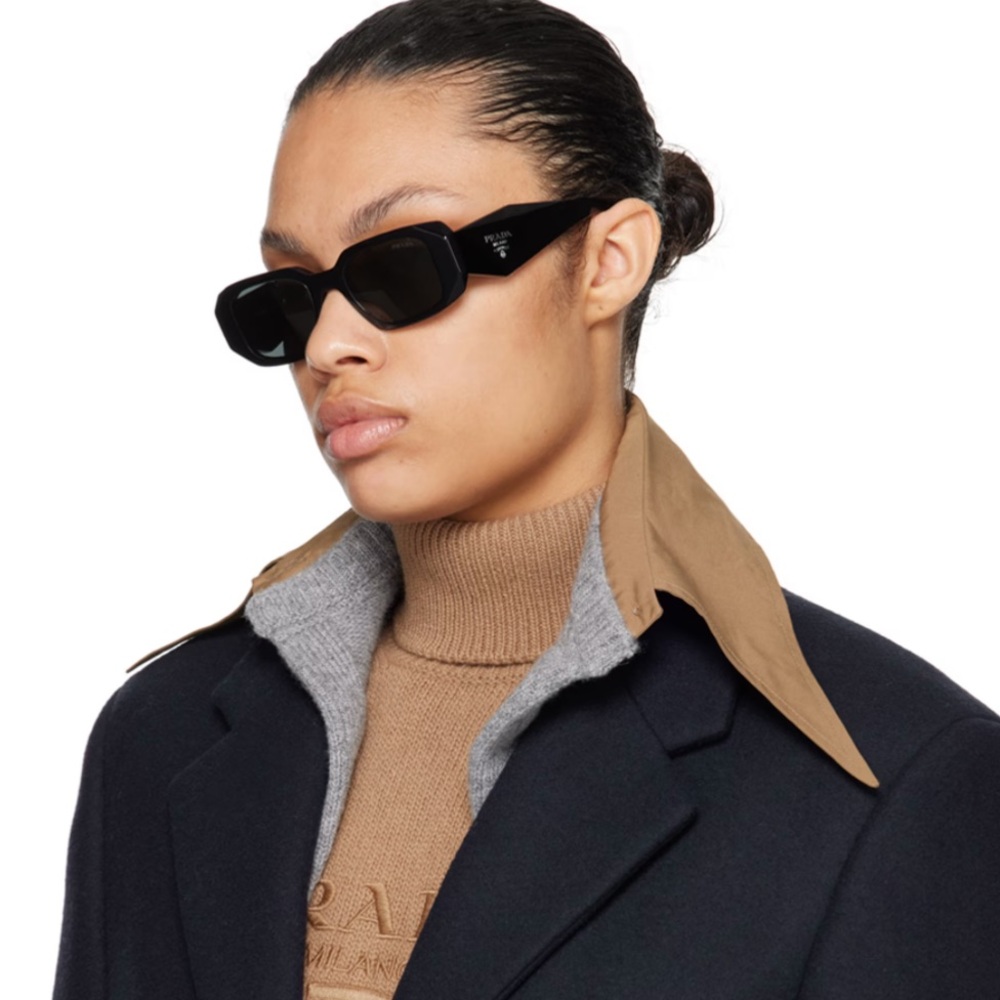 Prada Black Rectangular Sunglasses Nwot - image 1